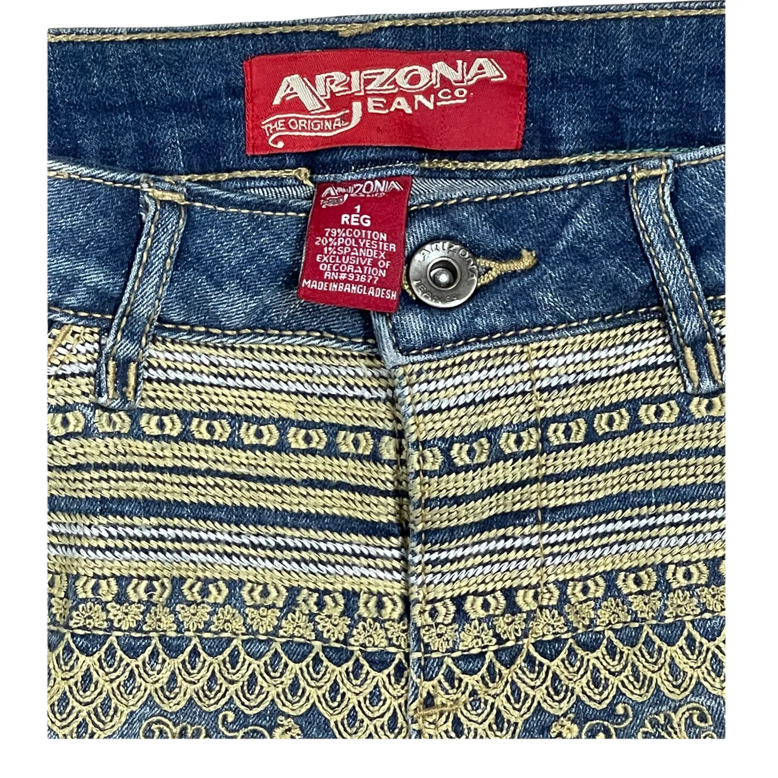Arizona Jean Co. Womens Shorts Size 1 Regular Denim Jean‎ Cut Off Embellished - Image 2