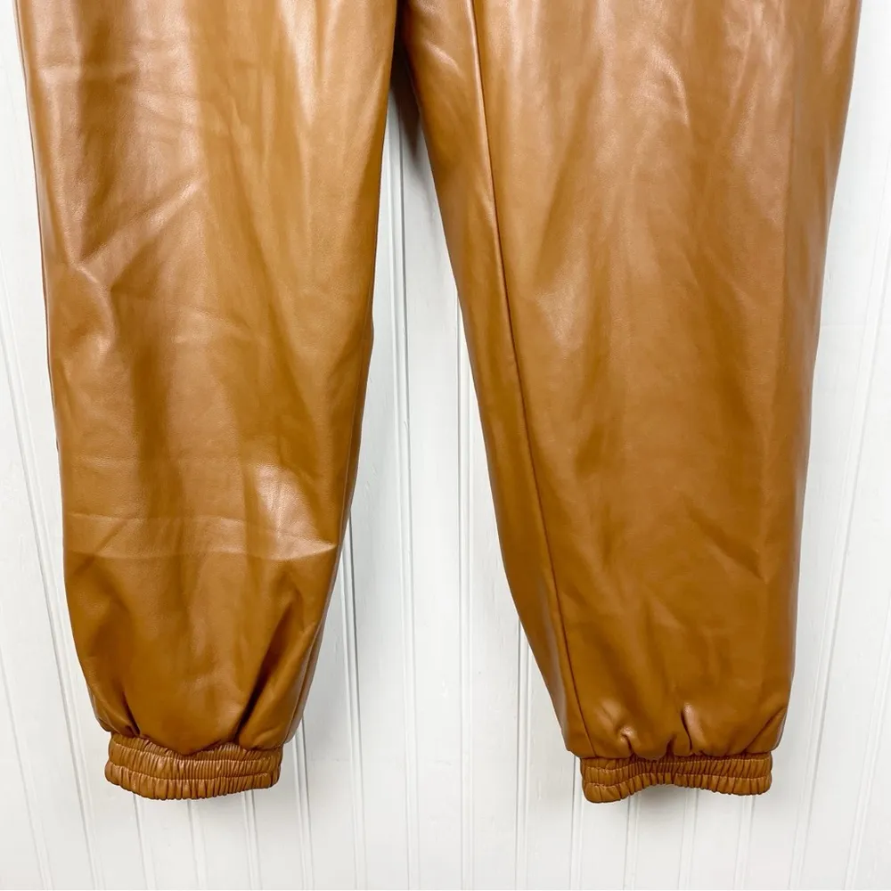 Apparis Ryan Vegan Leather Track Pants Joggers in Camel Tan Women's Size XL - Image 5