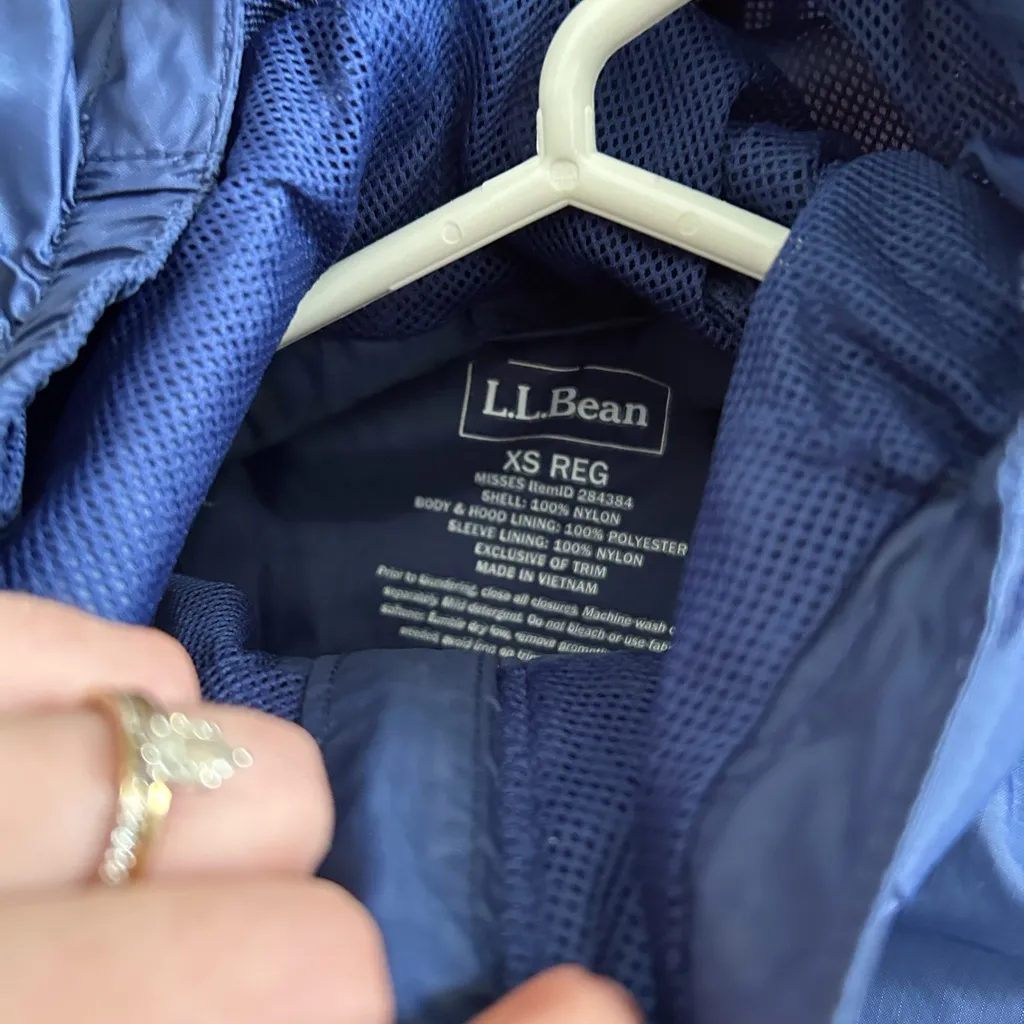 L.l Bean Rain Jacket windbreaker Blue Hooded xs - Image 6
