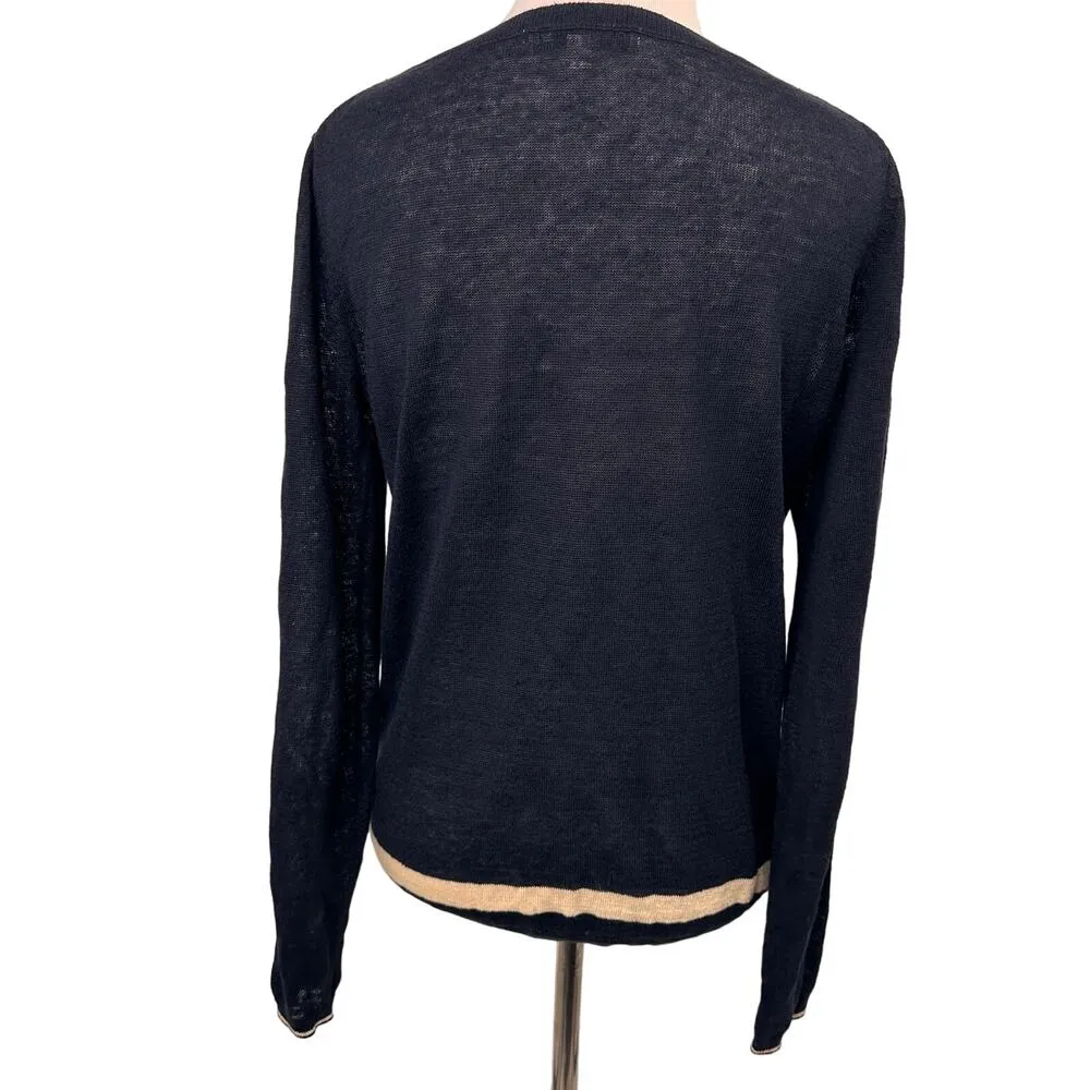 Ines De La Fressange Blue Linen Crewneck Sweater Size XS - Image 5