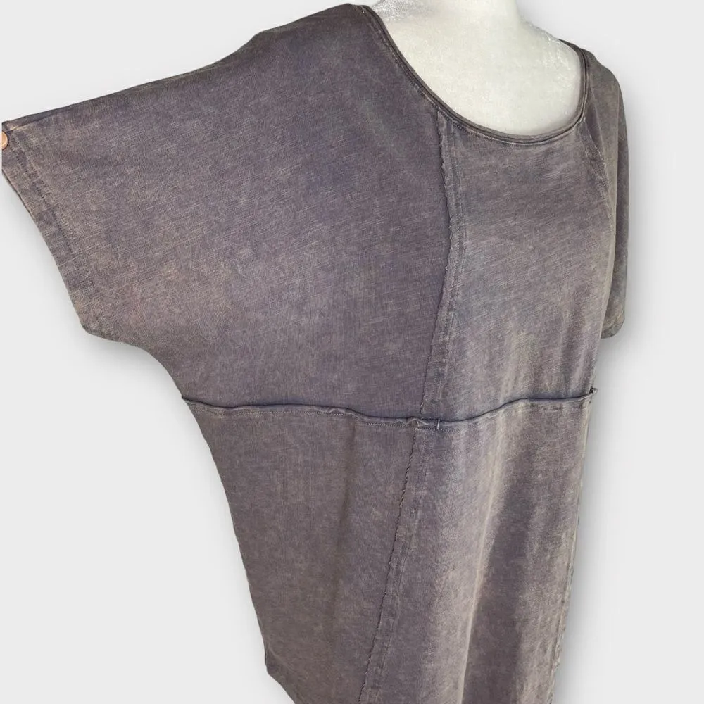 NWT Very J. Washed Bleach Dyed Oversized Cotton T-Shirt (Gray) - Medium - Image 2