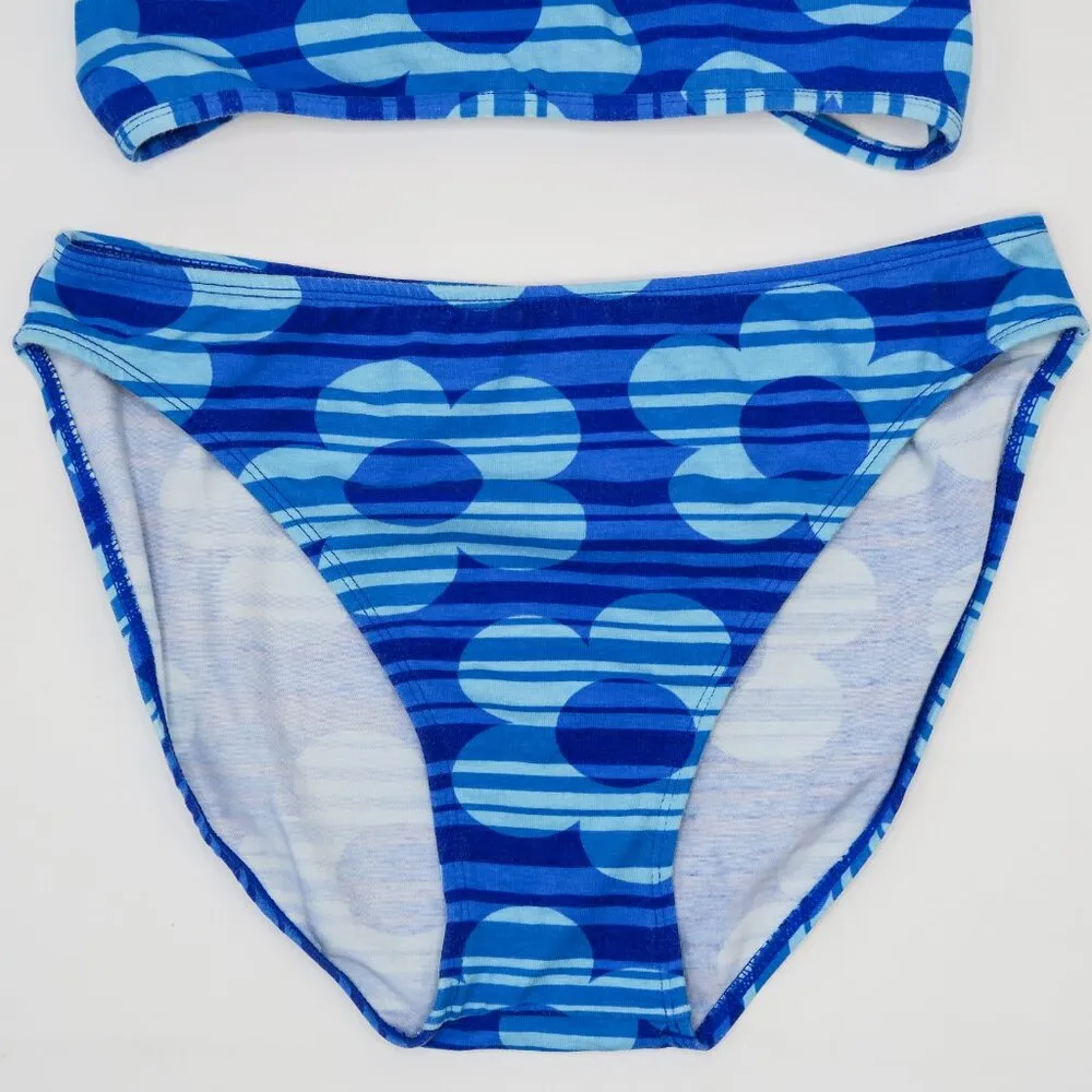 Vintage 90s Sand N Sun Blue Retro Flower Bikini Swimsuit Size M - Image 5