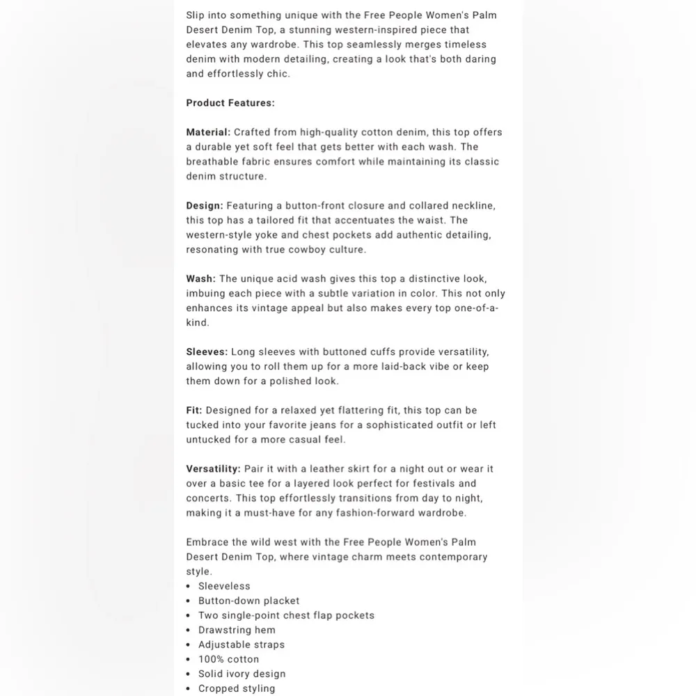 We the free Women's Cream Button-Down Crop Top - Image 9