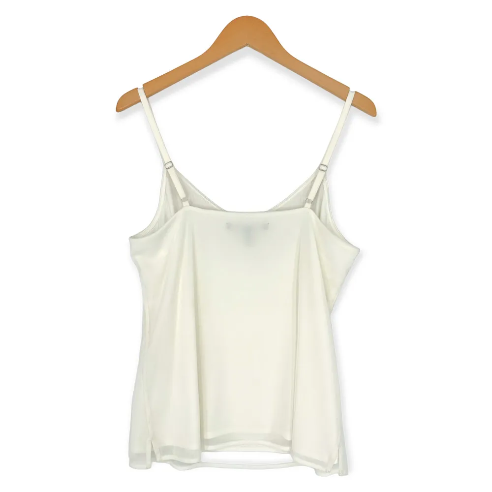 White House Black Market | Medium | White Lined Floral-Embellished Cami Tank Top - Image 5