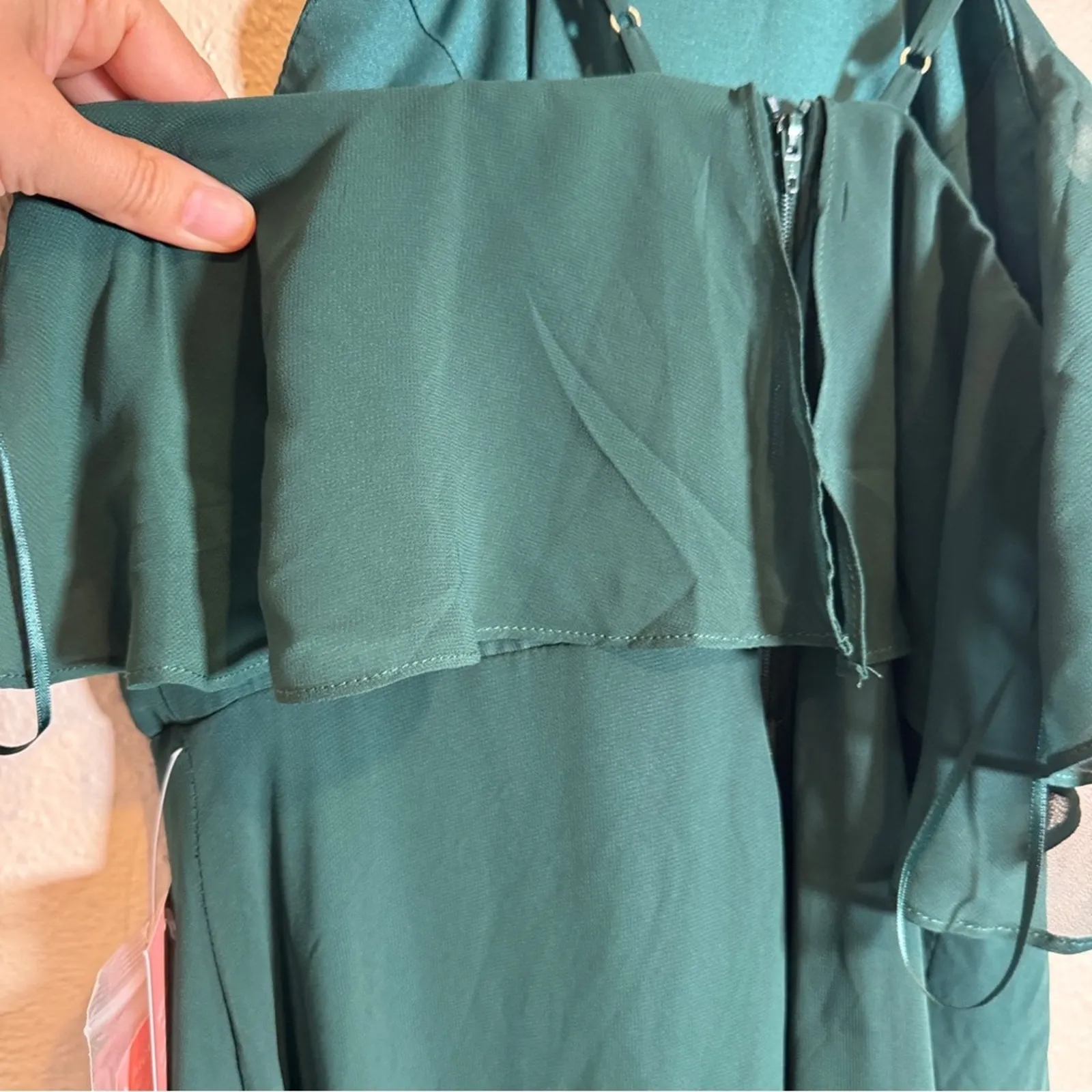 Birdy Grey Emerald Green Jules Chiffon Maxi Dress Womens M Bridesmaid Winter NEW - Image 9