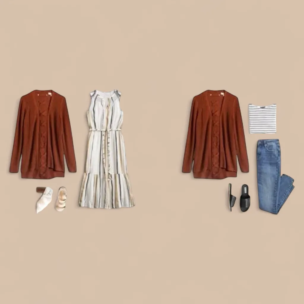 NWT Pinque Stitch Fix Cardigan Sweater Women Artisan Rust Knit Open Front M Brown Size M - Image 3