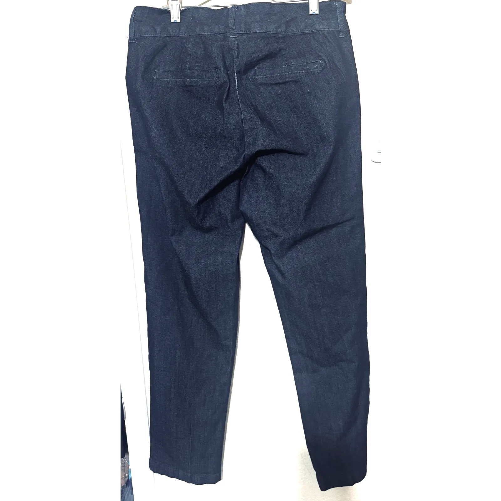 Ann Klein denim trouser pants jeans gold buttons military sz 12 stretch hi-rise - Image 5