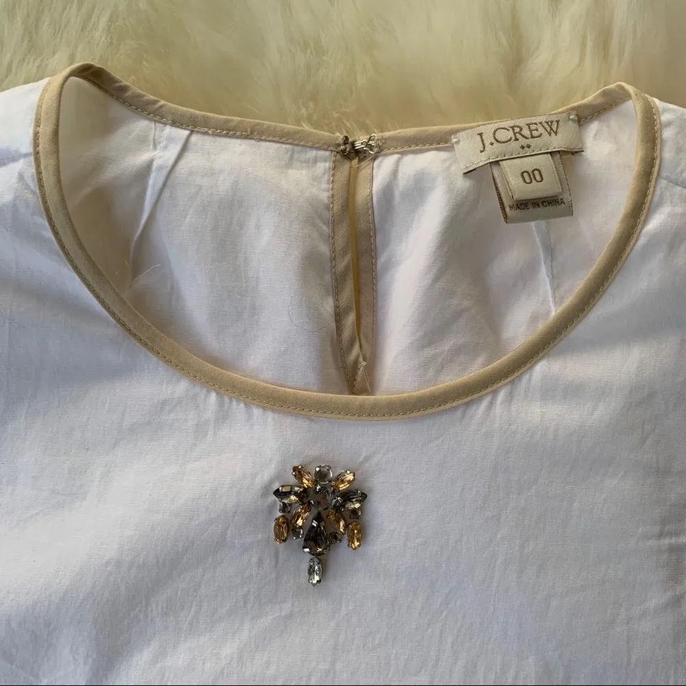 J.Crew Jeweled White/Cream Blouse - Image 2