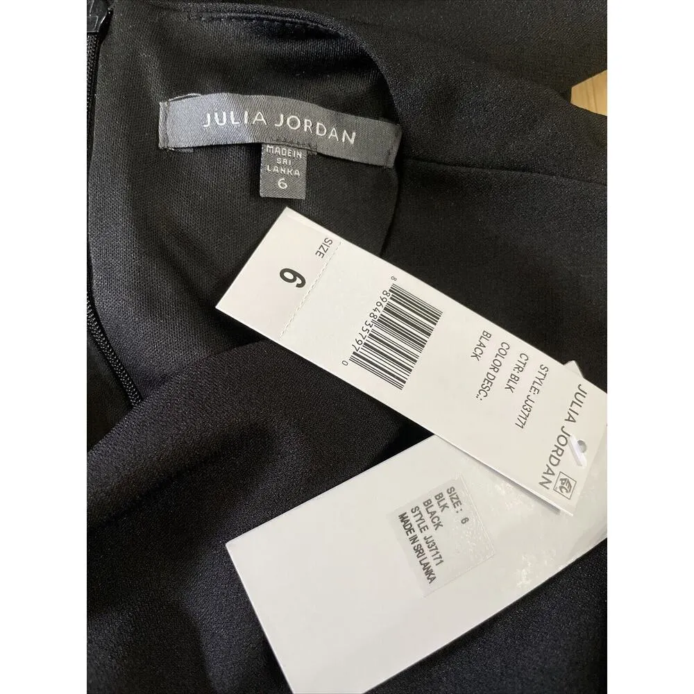 Julia Jordan Womens Wide Leg Jumpsuit Black Size 6 One-Shoulder Ruffled Elegant - Image 13