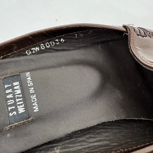 Stuart Weitzman Turtle Bronze Patent Leather Brown Mules Slides‎ Size 7.5 - Image 9