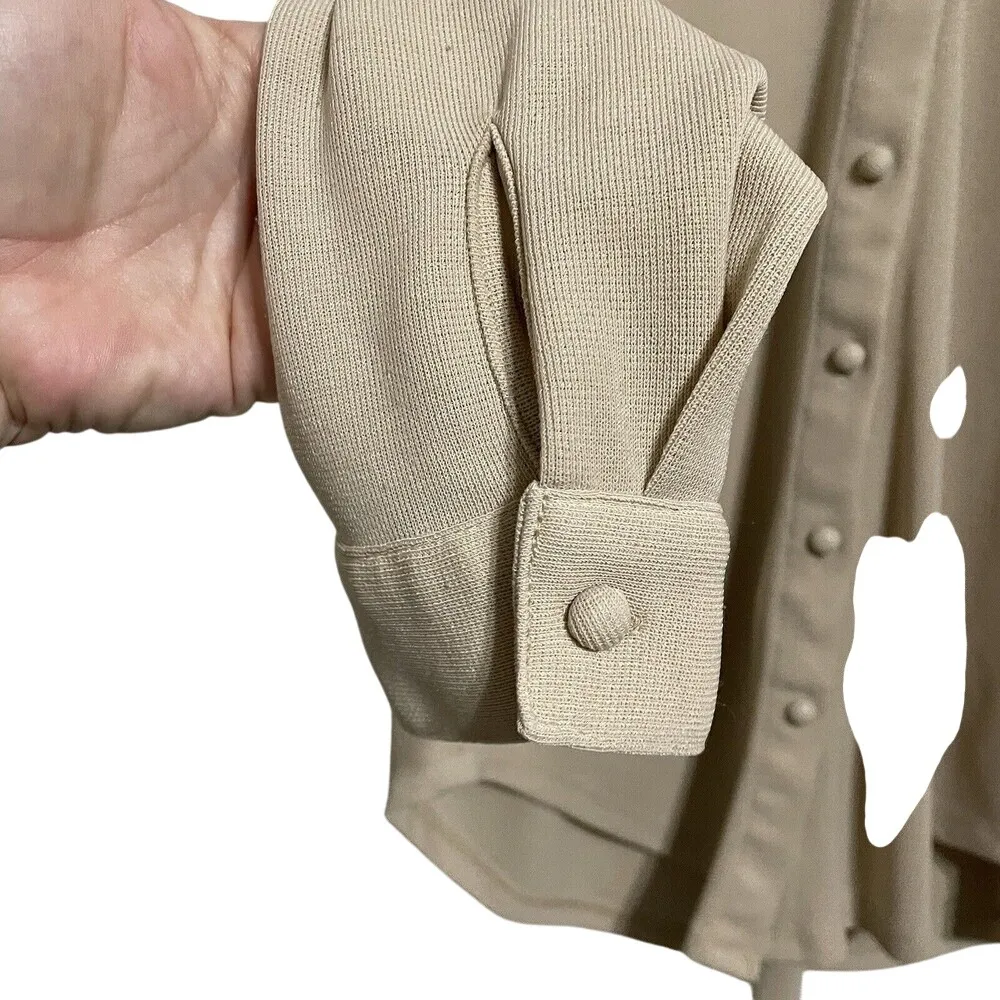 Princess Polly Button Down Long Sleeve Blouse Top‎ Beige XXS - Image 9