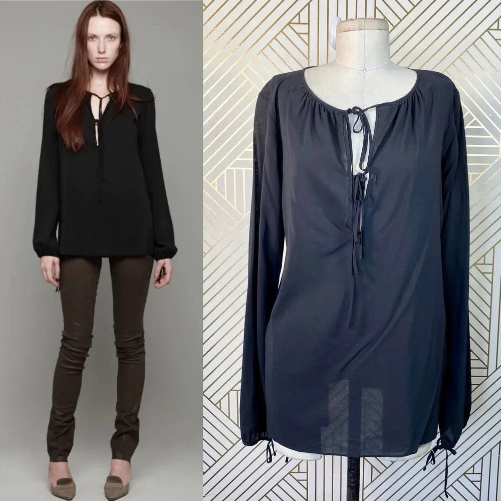 Joseph Carlotta Georgette Stretch Blouse Black‎ - Image 2