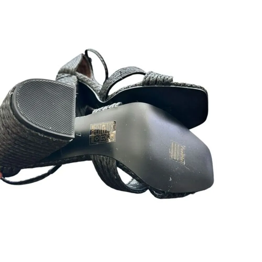 House of Harlow 1960 x Revolve Cava Heel Raffia black‎ Sandals size 7 - Image 6