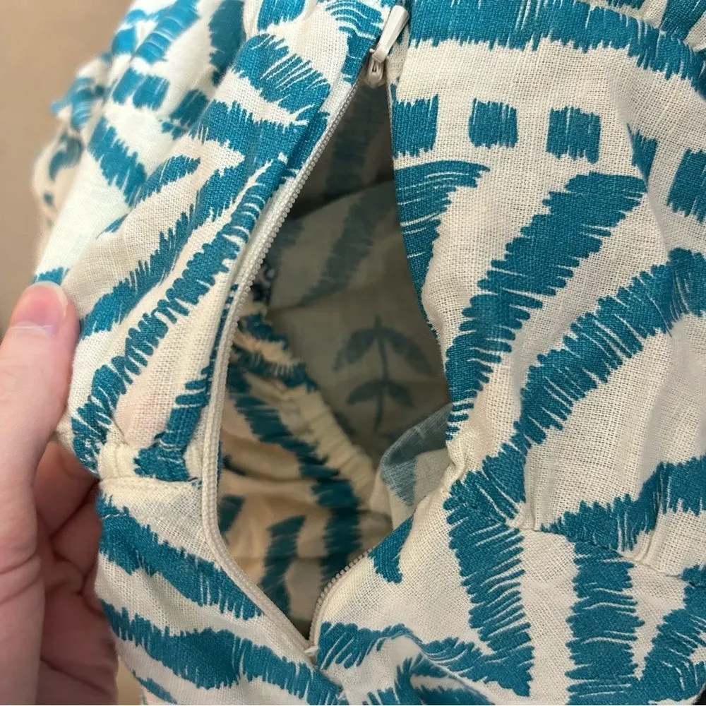 Omika Ila Mini Dress Puff Sleeves Pockets in Jolie Lagoon Size XS Vacation Blue - Image 11