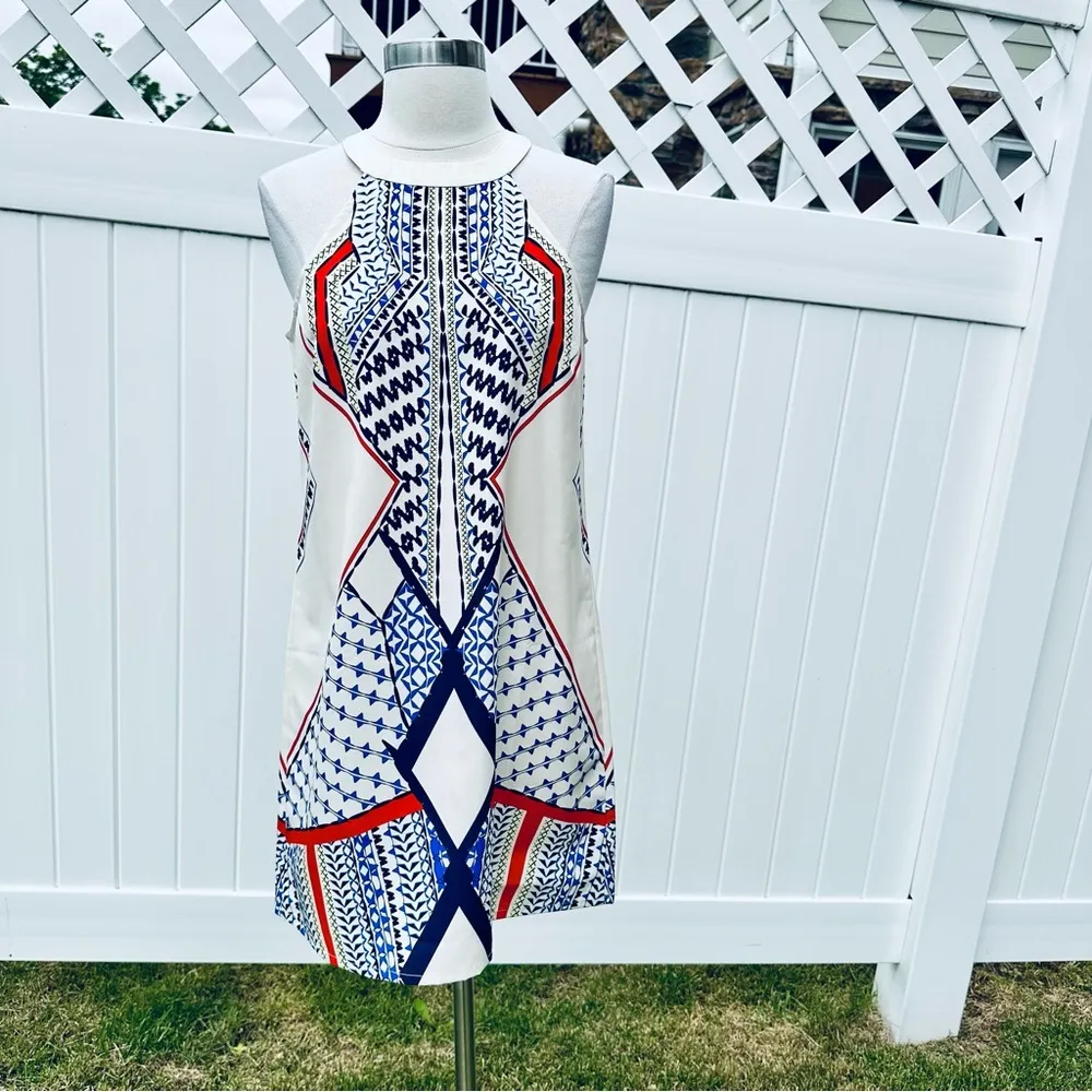 Venus Sleeveless Halter Neck Mini Dress Geometric Pattern - Image 7