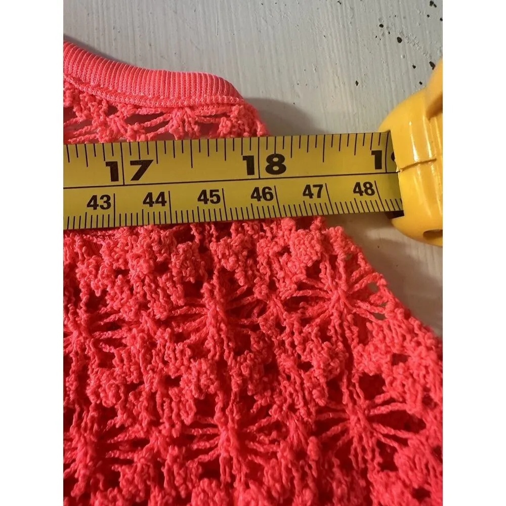 Pink Victoria Secret Top Womens M/L Beach Cover Up Crop Macrame Neon Halter - Image 6