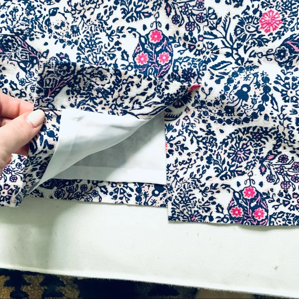 NWT Ann Taylor White Pink Navy Floral Pencil Skirt Size 12P Petite - Image 4