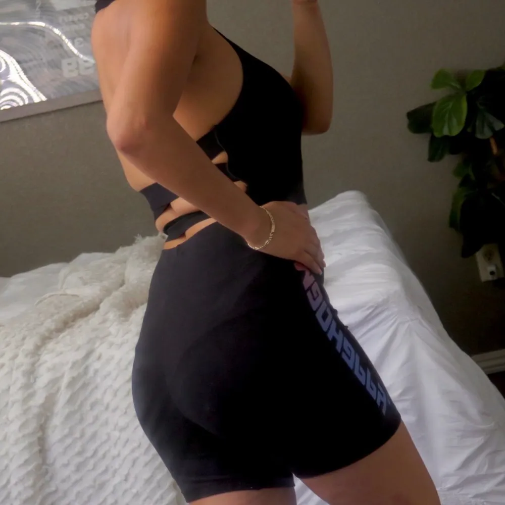 MadHappy Black Graphic Ombré Biker Shorts - Image 4