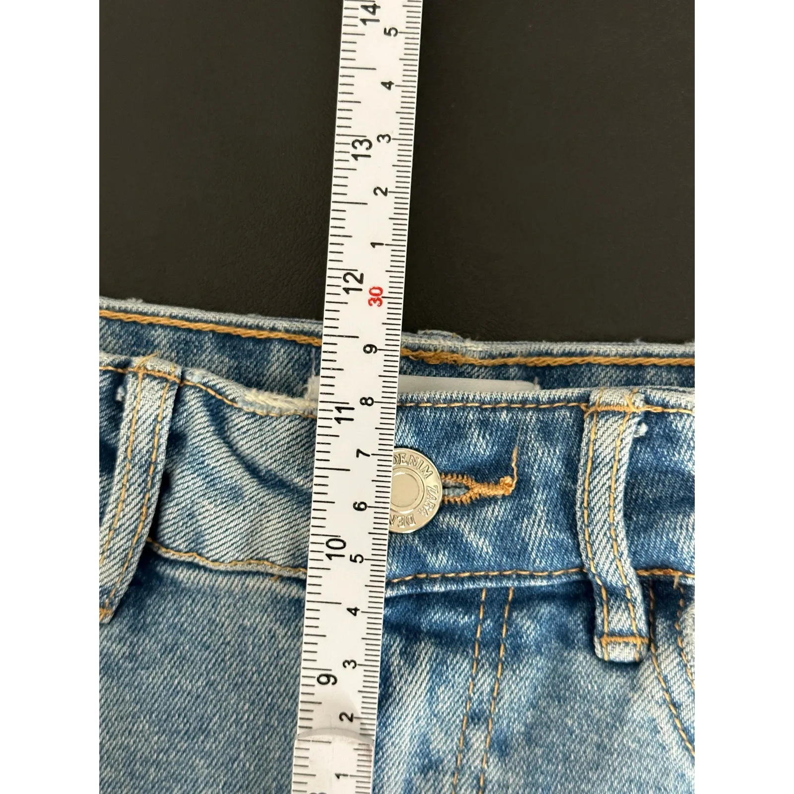 Zara Womens Medium Wash High Rise Cut Off Booty Denim Jean Shorts Size 4 - Image 7