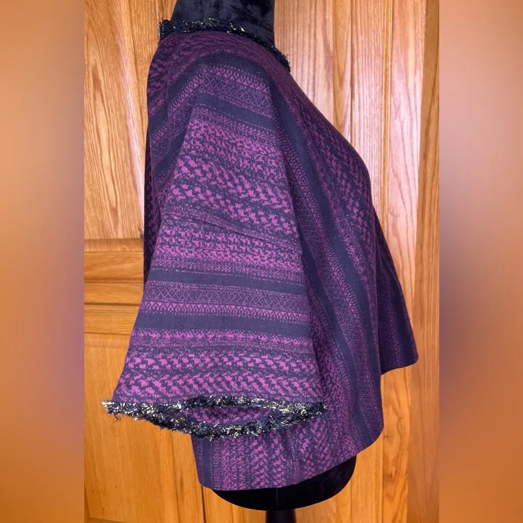 Cynthia Vincent Knits Metallic Trim Boxy Sweater Top Purple & Black‎ Vintage Size L - Image 4