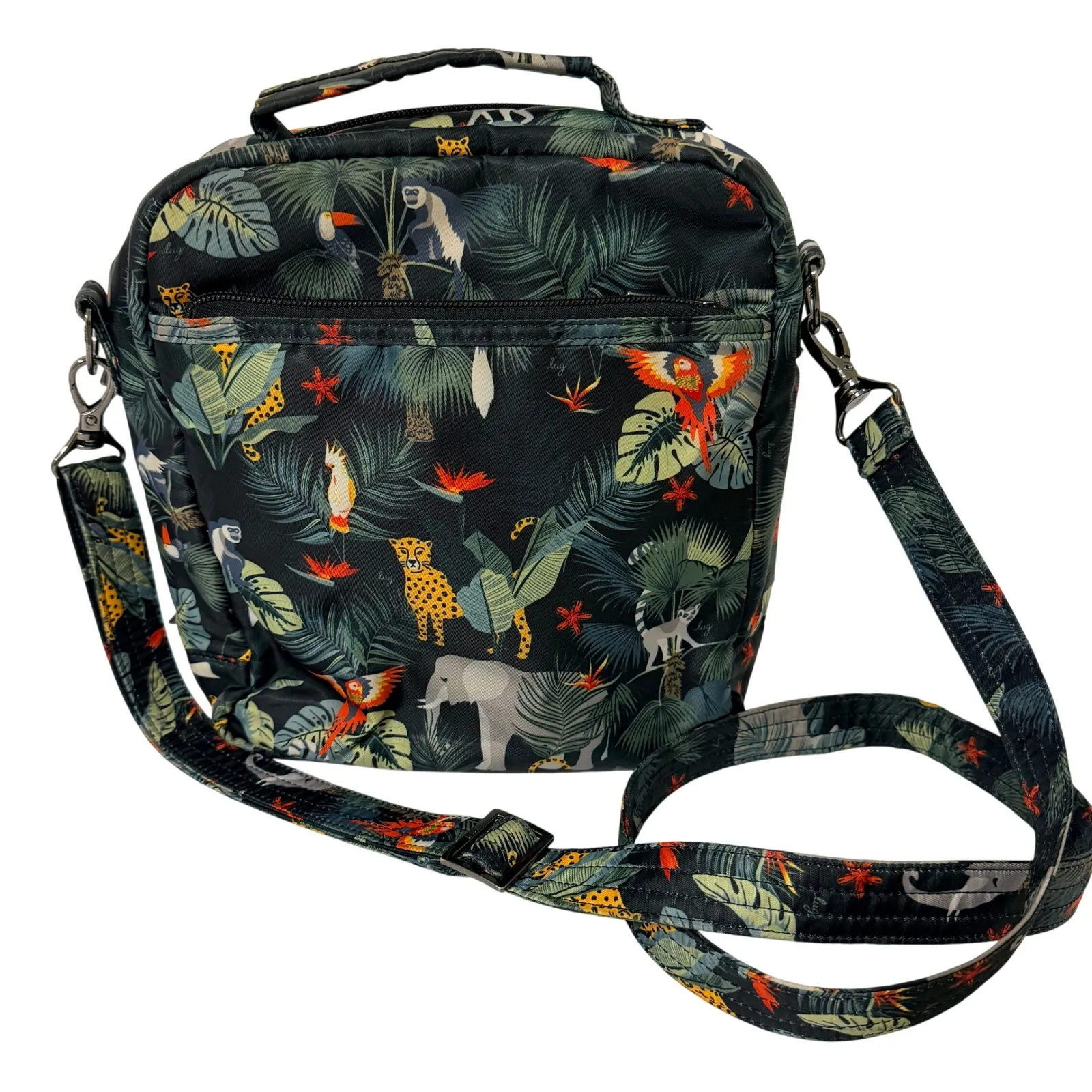 LUG Ranger Crossbody Bag Wildlife Tropical Jungle Animals Safari Black Nylon - Image 2