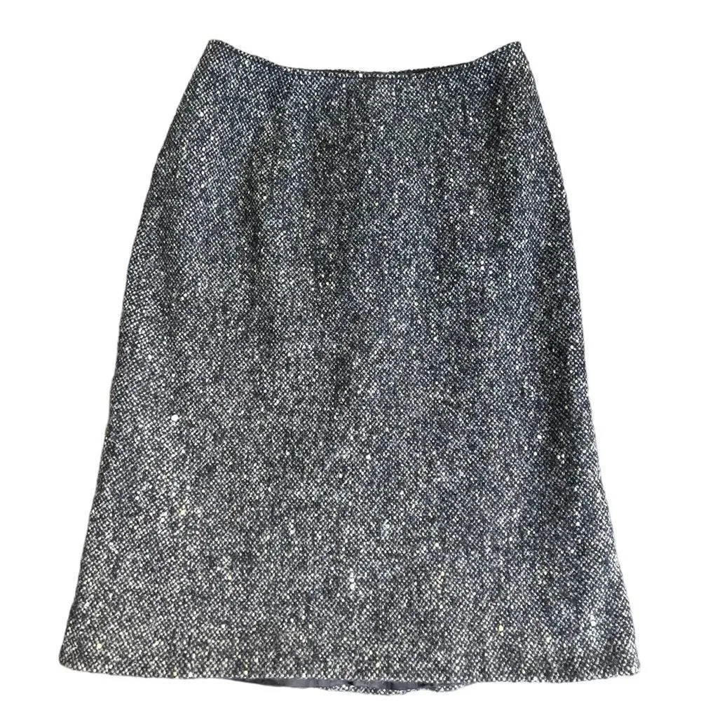 Jil Sander Gray Cashmere Tweed Wool Blend Knee length skirt 4 - Image 3