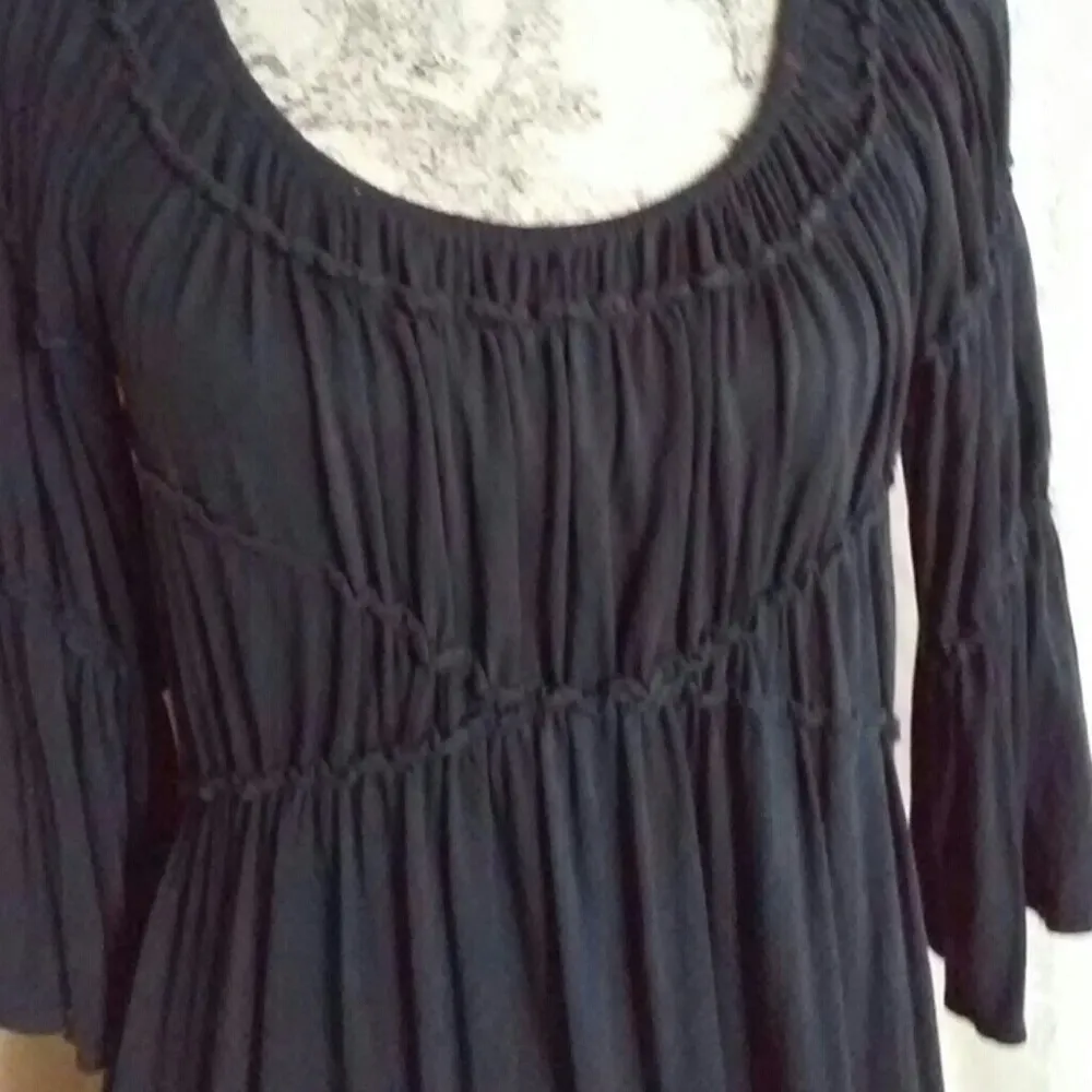 MAX Studio Peasant Style Flowy Black Dress - Image 2