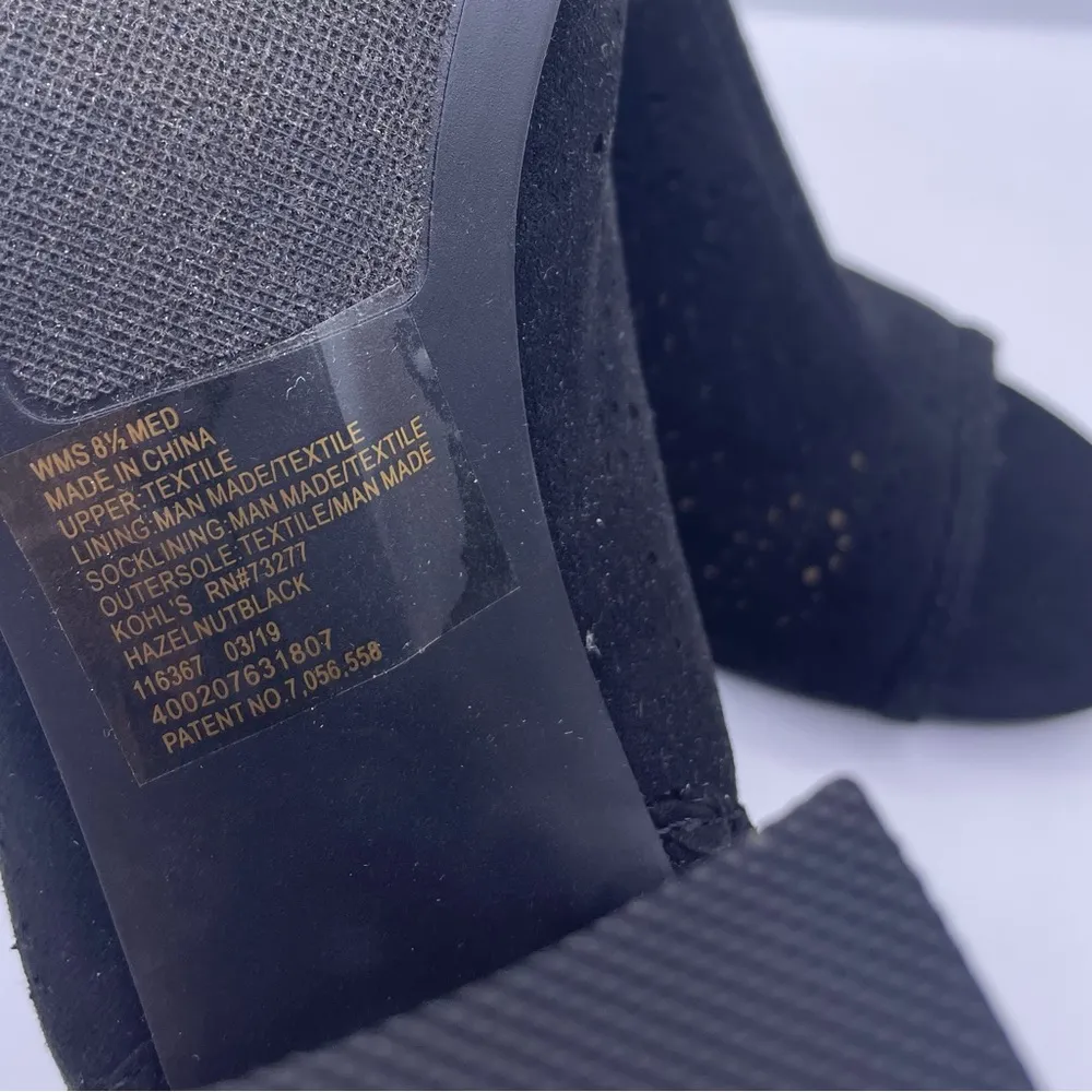 suede cut-out peep toe black boots women Size 8 1/2 - Image 14