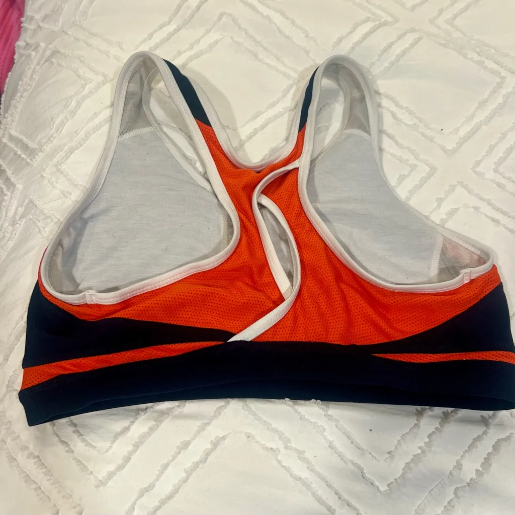 Nike Women's Navy and Orange Sports Bra Size M - Image 2