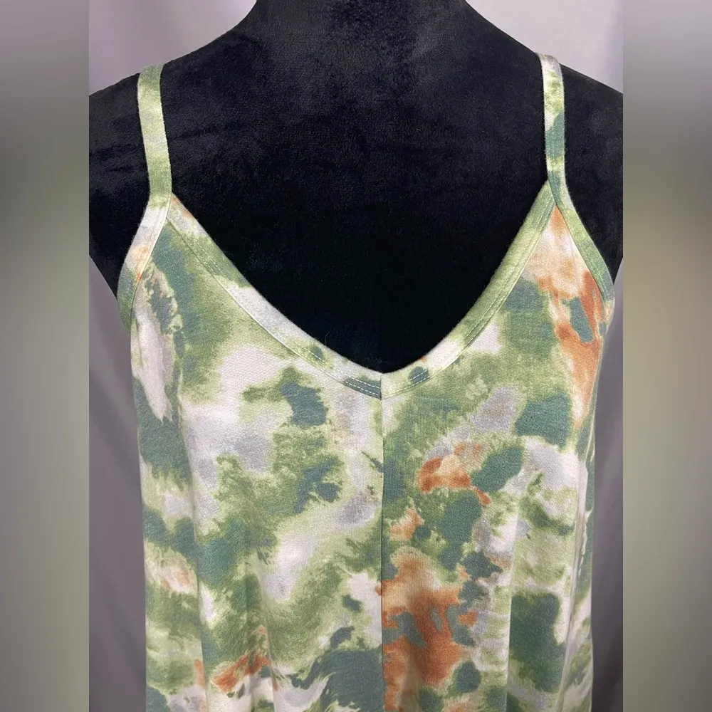 Zenana Womens Maxi Dress Green Orange Adjustable Straps Tank Sleeveless Sz L NEW - Image 6