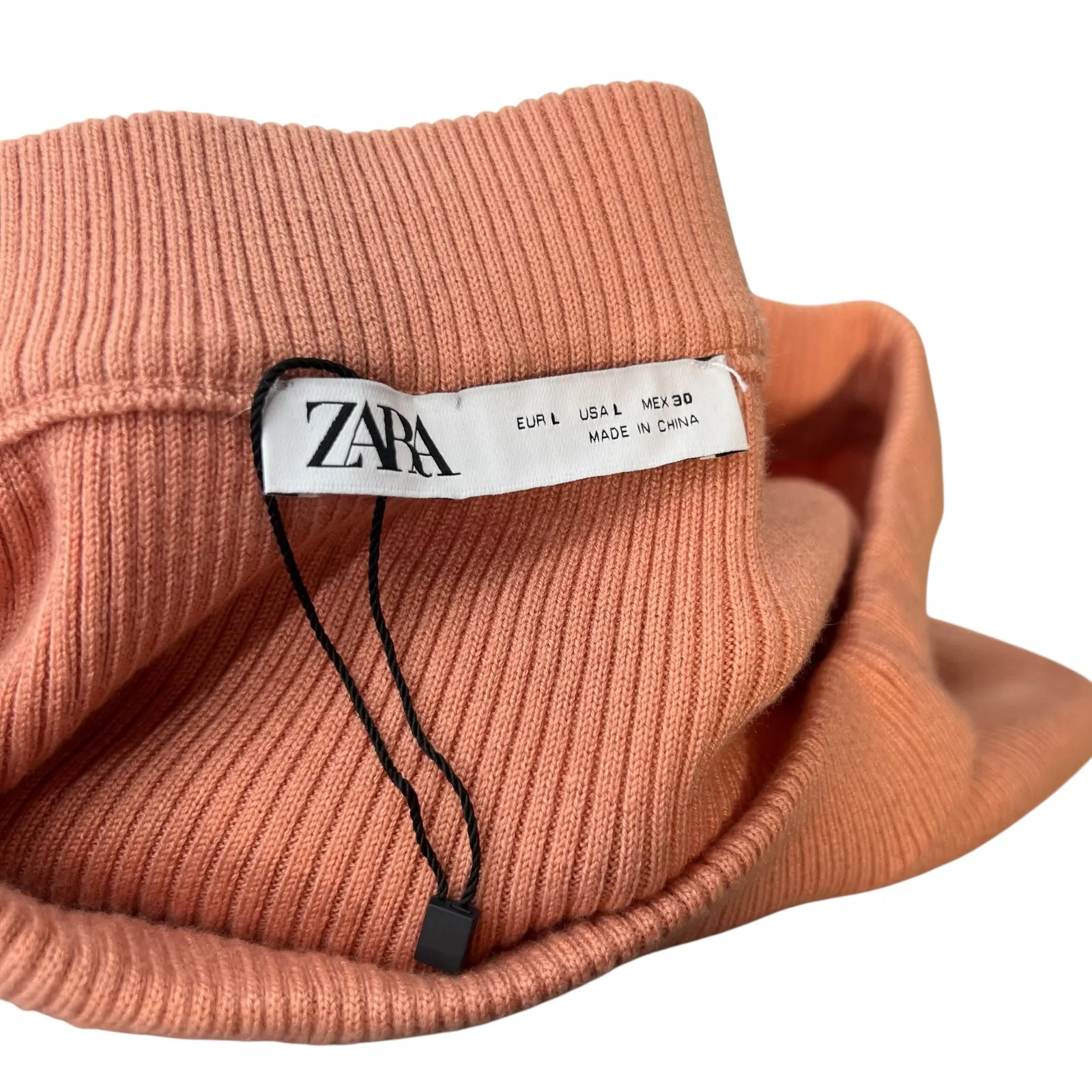 Zara Skirt Set Sweater Knit Ribbed Mock Turtleneck Asymmetric Hem‎ Pink Large - Image 17