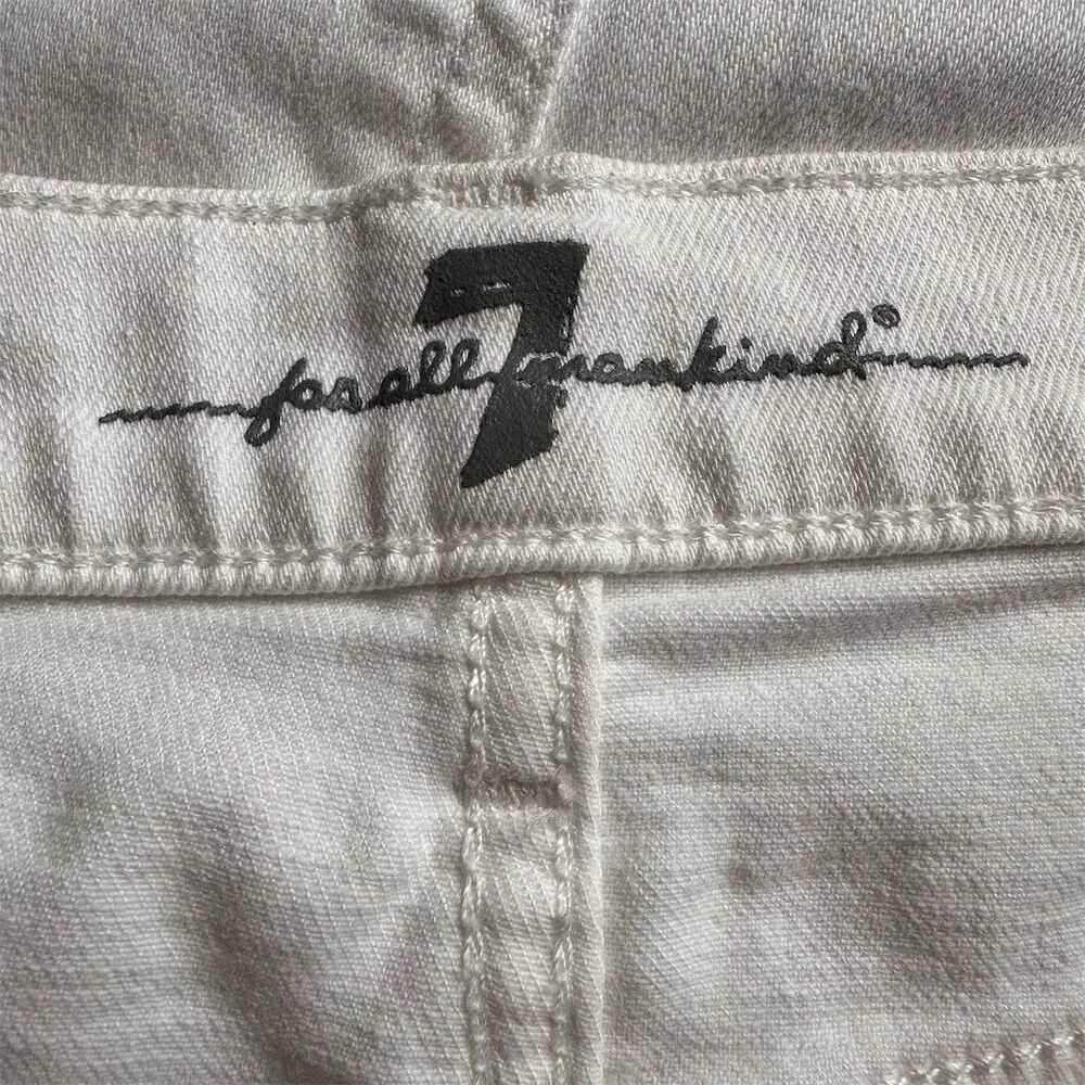 7 For All Mankind Women’s Josefina Skinny Boyfriend Distressed White Jeans Sz 29 - Image 4