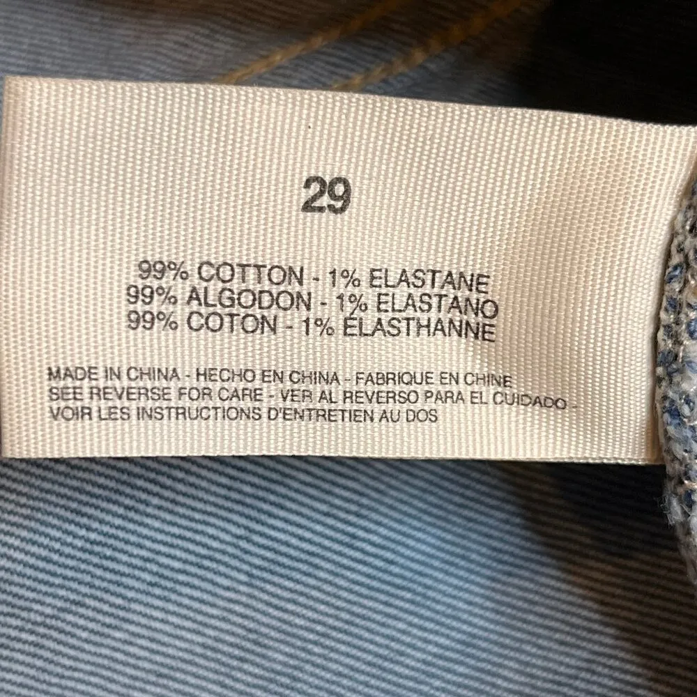 Rachel Roy Crop Wide Cuff Denim Stretchy Ankle Jeans Distressed SZ 29 Flattering Blue - Image 5