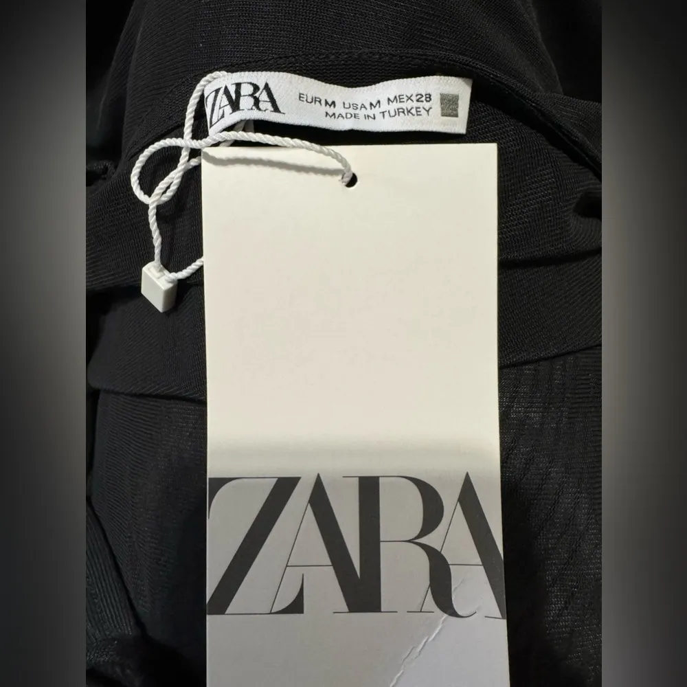 ZARA New Black Tulle Slip Midi Dress Asymmetric Hem with Spaghetti Straps Size M - Image 16