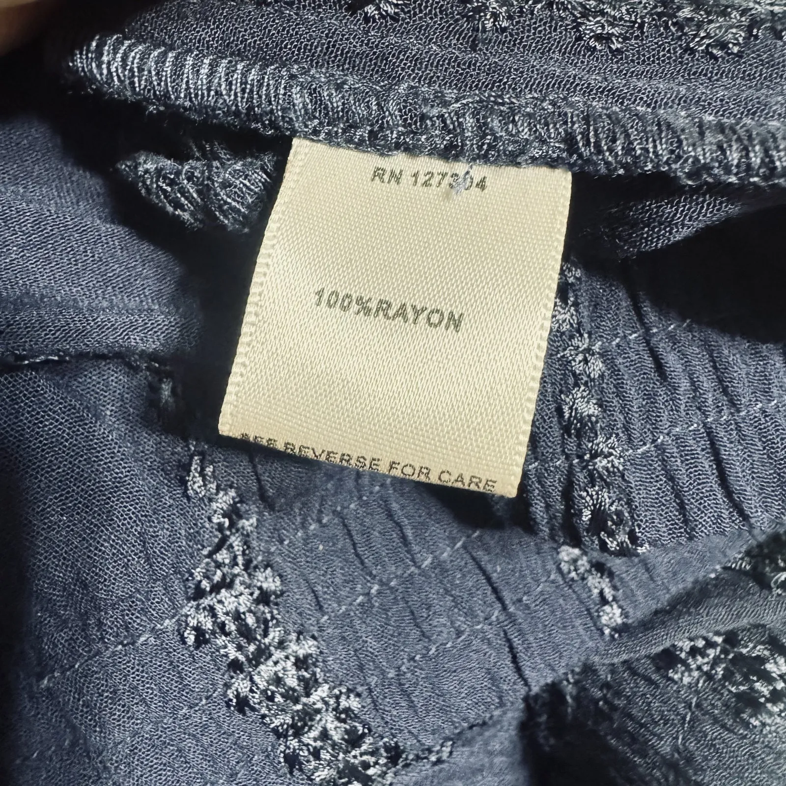 John Mark Navy Blue Wide Leg Cropped Pants Size XL Embroidered Palazzo Boho - Image 8