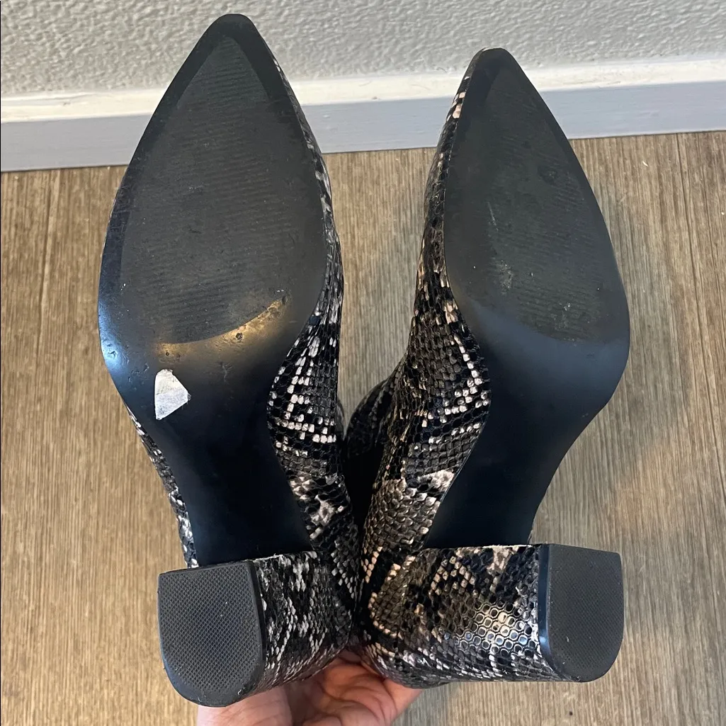 Steve Madden Snakeskin Ankle Boots Pointed Toe Block Heel Booties - Image 6
