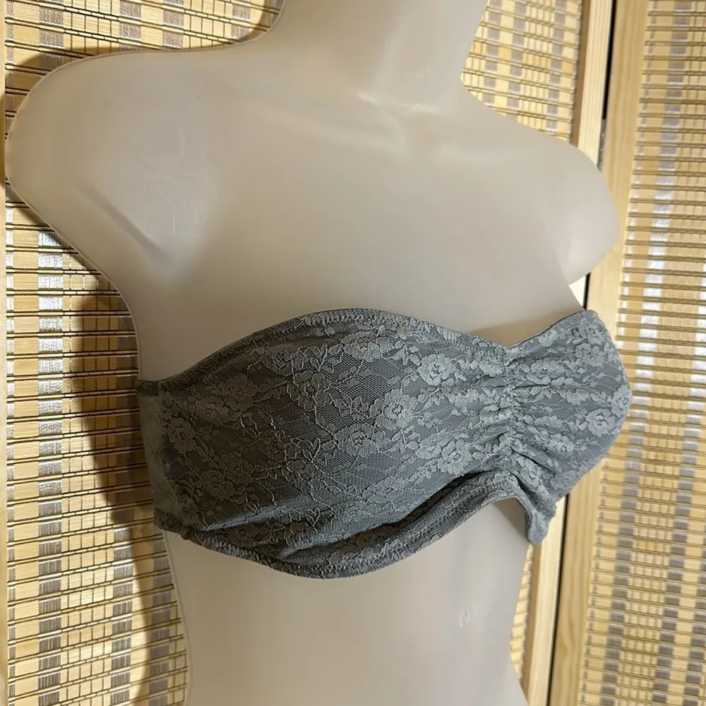 PINK Victoria's Secret Lilac or Pale Blue Gray Lace Bandeau Medium M - Image 2