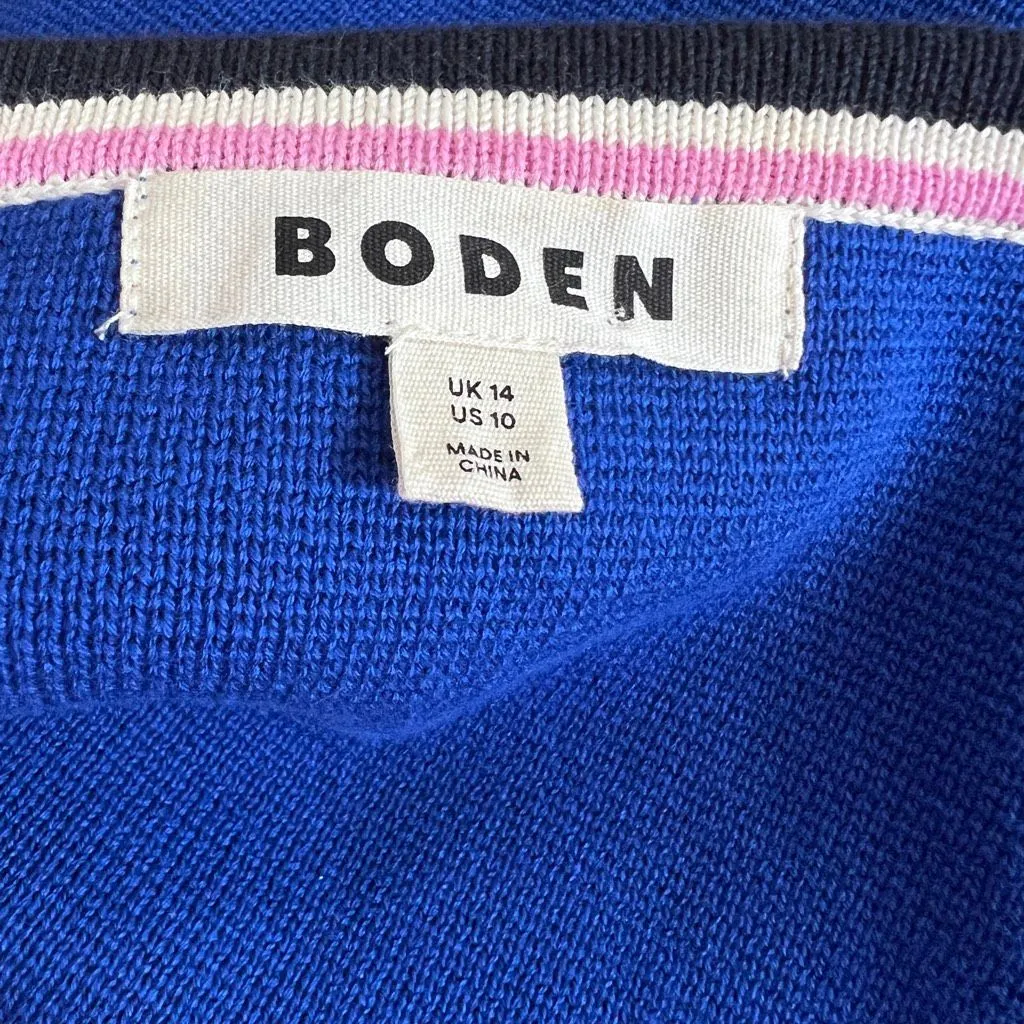 Boden Holly Knitted Jacket Blue Cotton Cropped Cardigan US 10 UK 14 - Image 12