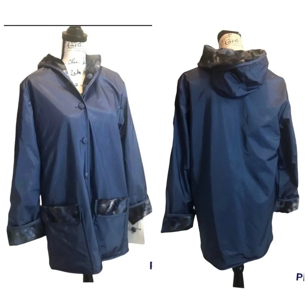 Vintage Atlantic Beach Coat Jacket Blue Size Small Rain Wind Snow Coastal - Image 8