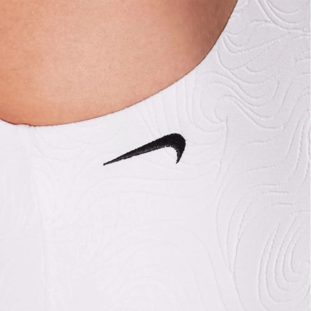 Nike V-Neck Jacquard One Piece Swimsuit NWT size Medium White Bathing Suit - Image 3