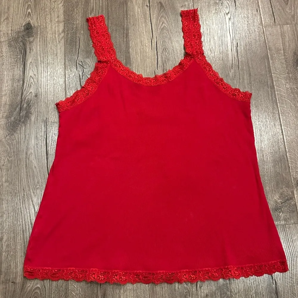 JMS Bella Swan Womens Plus Sz 3X Red Ribbed Layering Lace Tank Top Stretch Y2K - Image 4