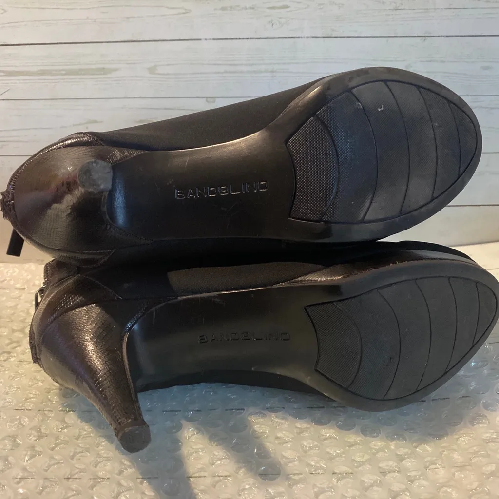 Bandolino Ankle Bootie High Heel Back Zip Shoes Faux Snake Skin Black size 7 - Image 9