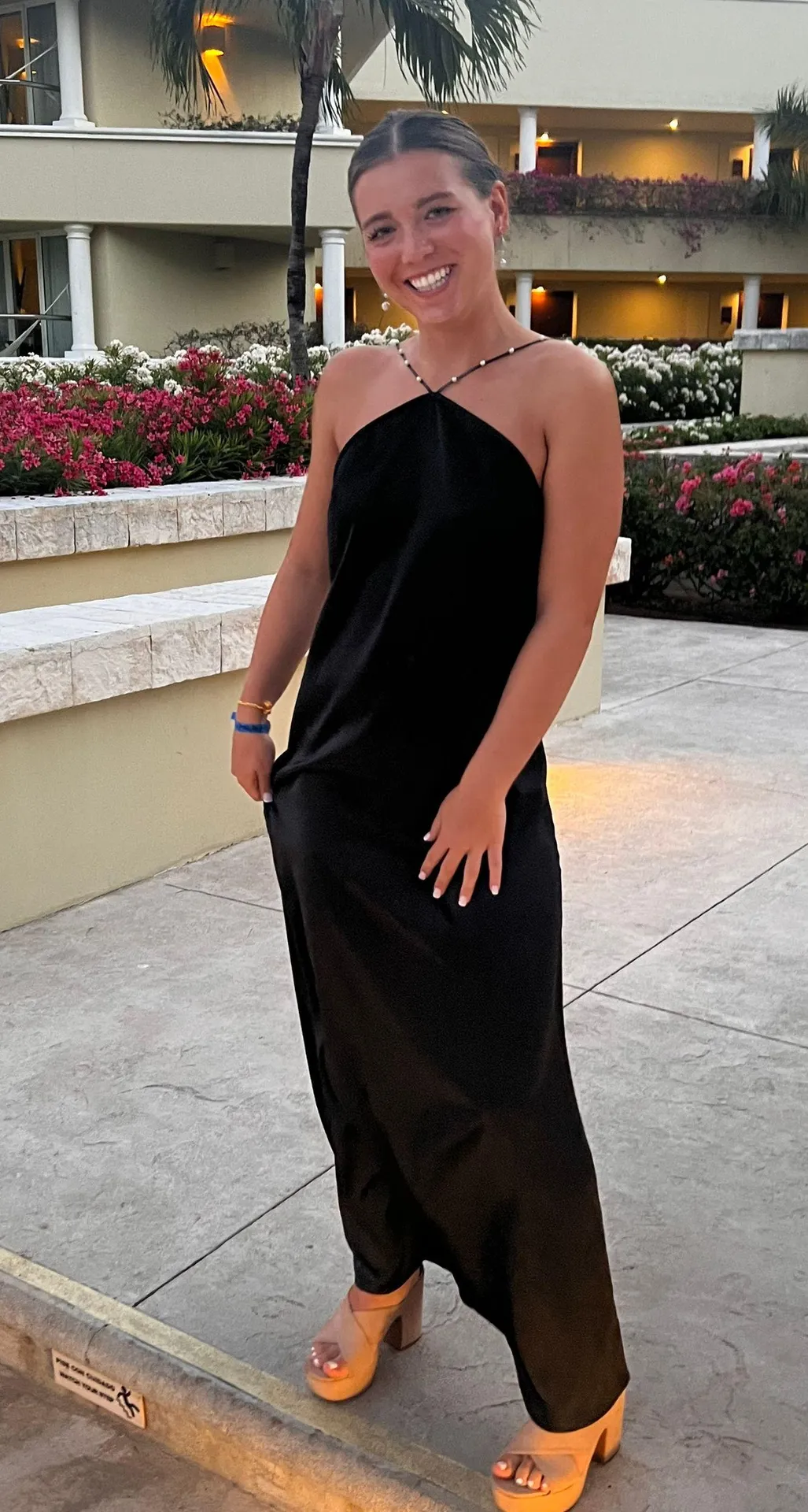 Hold My Pearls Open Back Satin Long Dress Size M - Image 6