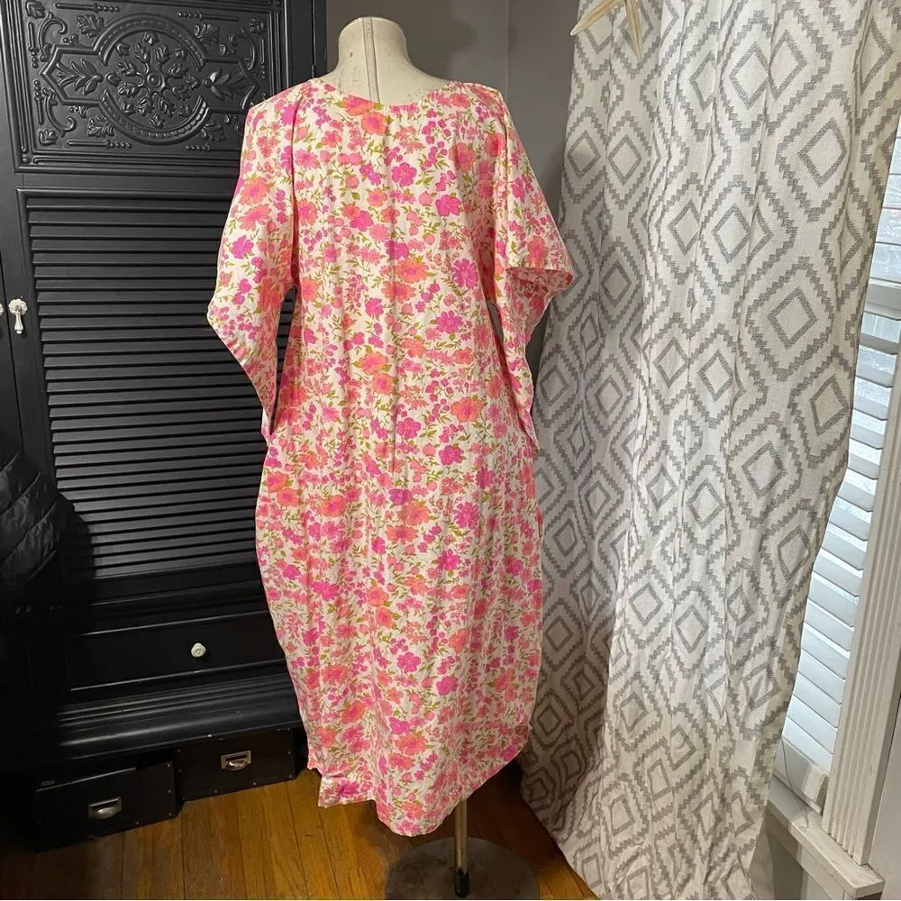 Vintage 60s 70s Psychedelic Floral Fruit Print Bell Sleeve Handmade Maxi Dress Pink Size undefined - Image 3