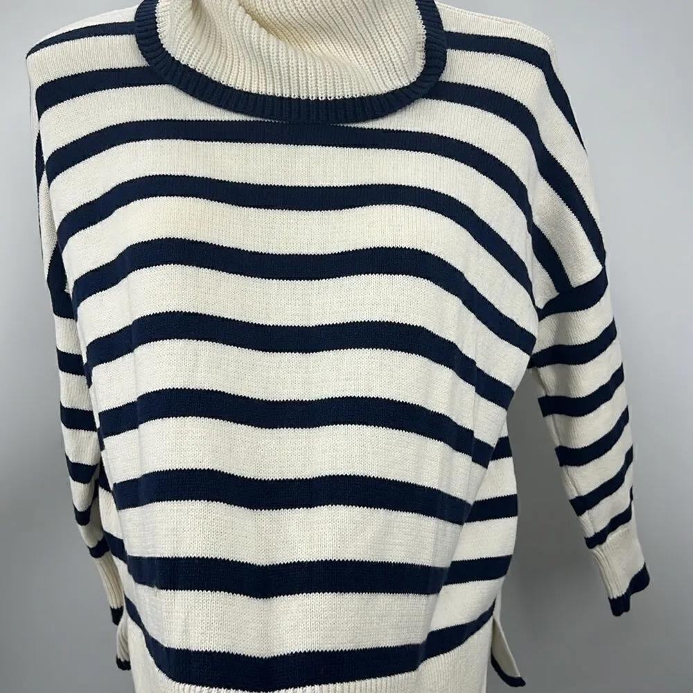 Loft medium striped long sleeve cotton poly blend sweater - Image 2
