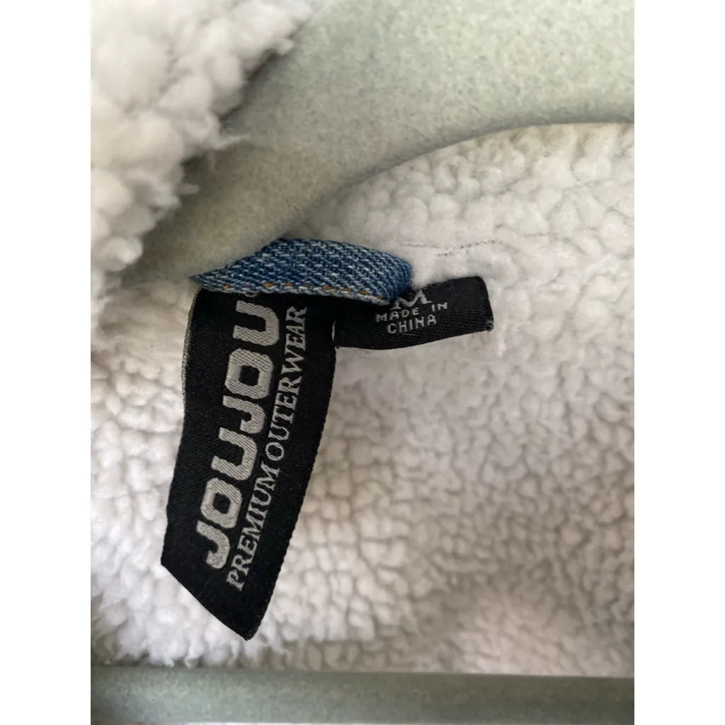 Joujou Sherpa Lined Denim Jacket Blue Jean Vintage Streetwear Winter Autumn Boho Size M - Image 4