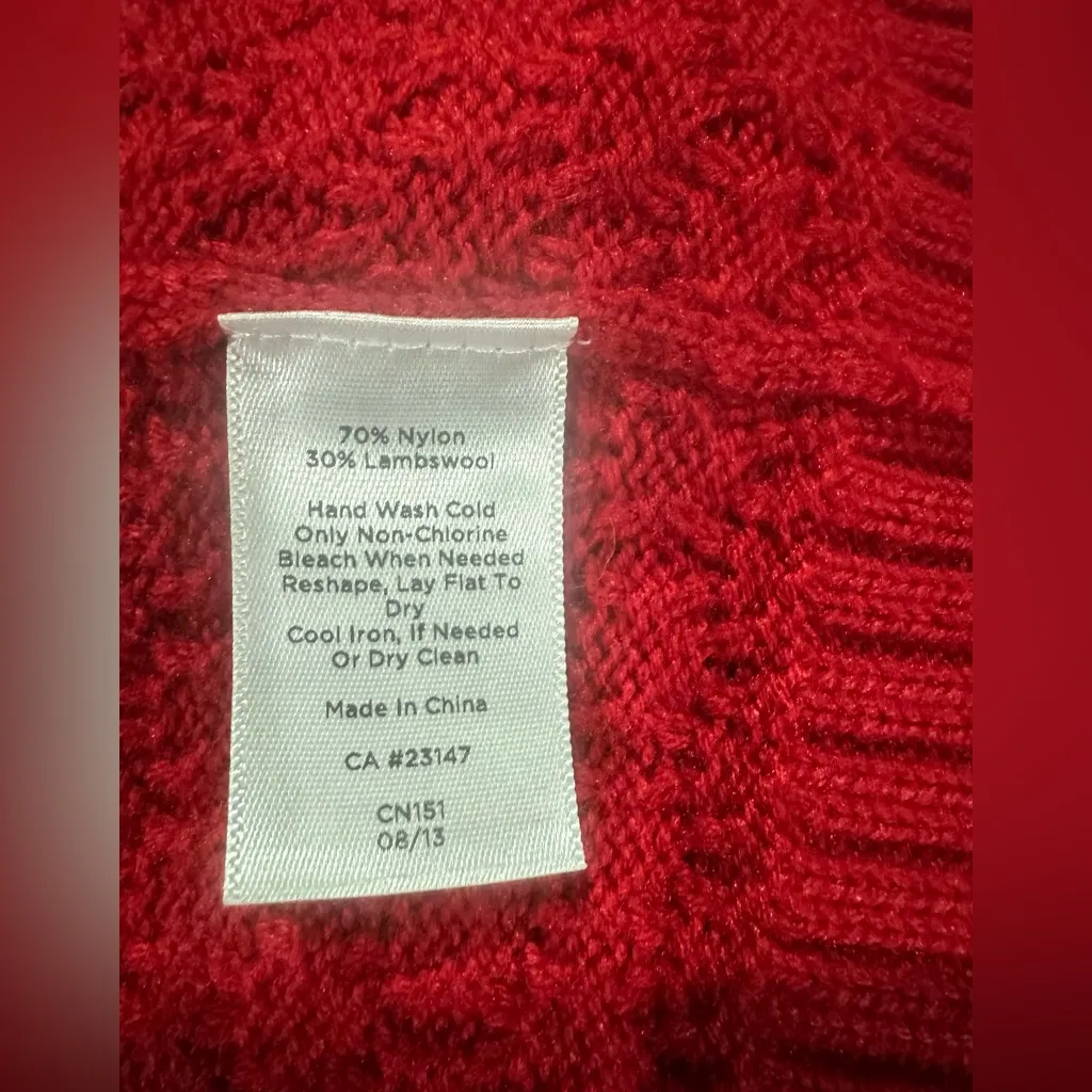 Talbots Lambswool Blend red open front cardigan PL euc Christmas holiday winter - Image 3
