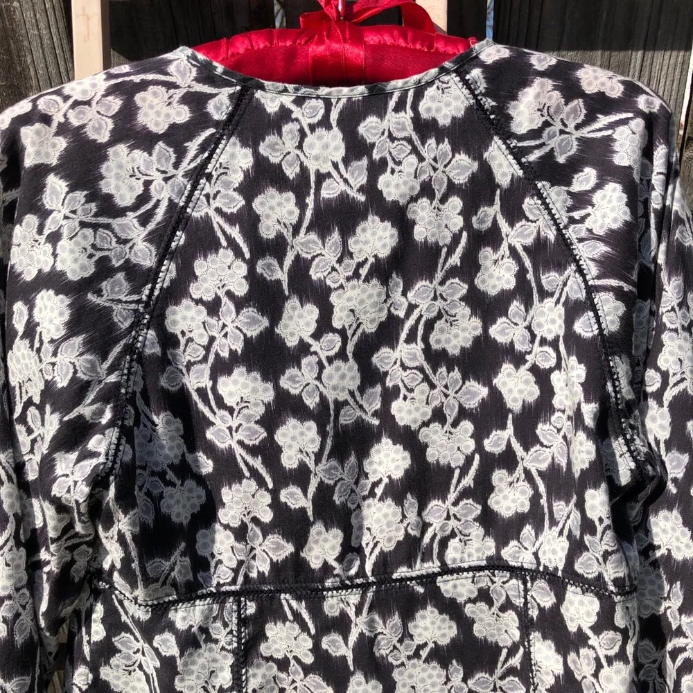 Rebecca Taylor Alicia Fleur Black Floral Blouse Top Size 4 - Image 14