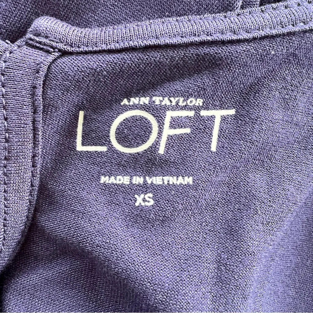 Loft Tank Top Beaded Peter Pan Collar Pin-tuck Knit XS Blue Sleeveless Preppy - Image 10