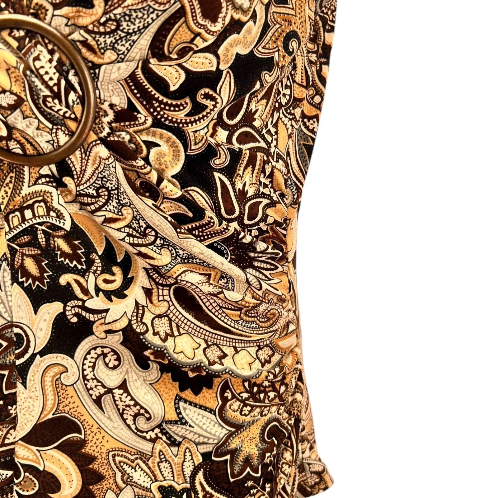 Vintage 90s Paisley Blouse Brown Large‎ - Image 5